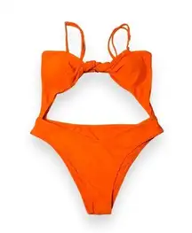 One Piece Swimwear Orange XL Cutout Swimsuit High Waisted Adjustable Strap