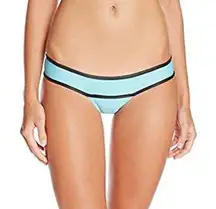 Banded Teeny Bikini Bottom Dreamy Aqua Blue Black Colorblock Medium New