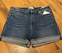 Kancan Sunny Denim Cuffed Roll Hem High Rise Jean Shorts Sz 2XL
