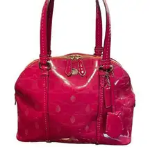 Coach Peyton Link C Embossed Patent‎ Leather Domed 32583 Raspberry Handbag