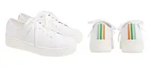 J. Crew Platform Canvas Sneakers with Stripe White‎ Ribbon Style BN868 Size 8.5