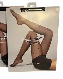 Nordstrom 2 pair of Square Dot Comfort Control Top Tights Black Size C Denier 20