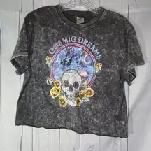 No Boundaries cropped cosmic dreams skull shirt