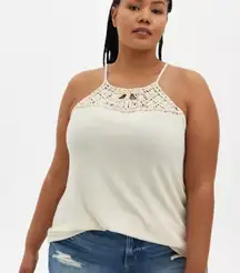 TORRID Women’s Knit Macrame High Neck Tank Top in Sand size 2XL Bohemian Beach