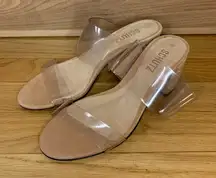 Schutz Victorie Slide Sandal in Honey Beige Nubuck Leather - Size 5.5