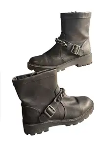 XOXO Black Combat Boots with Chain Accent