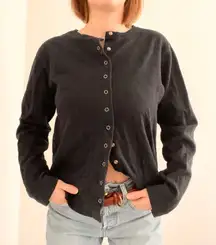 Vintage Faded Glory Black Button Snap Front Top