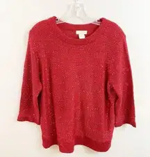 Vintage Red Sequin Crewneck Sweater Size L