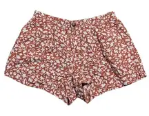 Madewell Shorts M Medium Linen Blend Rust Orange Leaf Floral Print Terracotta