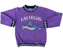 Vintage 90s Las Vegas Aztec Purple Graphic Pullover Crewneck Sweater Sweatshirt