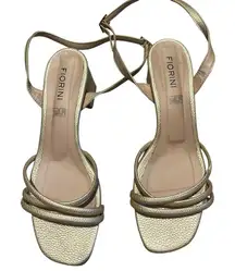 Fiorini Women's 8.5 Elegant Gold Strappy‎ Heel Sandals Formal Party Open Toe