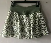 Aerie Offline Green & Cream Animal Print Maggie Ruffle Tiered Tennis Skort Sz M