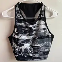 Betsey Johnson Performance Black & White Floral High Neck Sports Bra