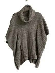 Athleta Donegal Passage oversized wool blend poncho cowl neck gray sweater S/M
