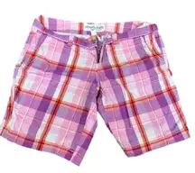 Aeropostale‎ Plaid Bermuda Shorts Purple Coral Pink Cotton Casual Size 7/8