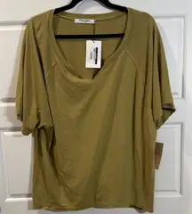 Project Social T Shaw notch neck martini olive tee large NWT
