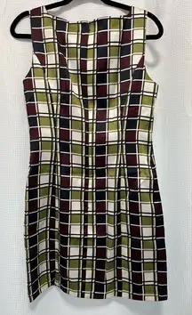 BCBGMaxAzria Plaid Midi Dress in Black, White, and Olive