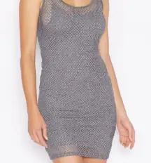 Topshop Gray Fishnet Spandex Sleeveless Bodycon Dress Size 2