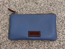 Dooney & Bourke Pebble Leather Zip Pouch ID Case Card Holder Blue