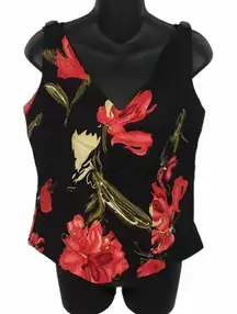 Vintage 1990’s Herman Geist black floral zip top 8