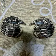 Laurel Burch Clip On Earrings Statement Eagle Bird Silver Tone Southwest Boho