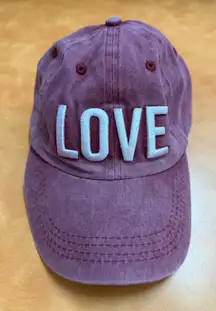 Women's Love Embroidered Cap - Burgundy