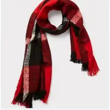 Torrid Scarf Red Black Buffalo Plaid Fringe Long Winter Warm Wrap Layering Cozy
