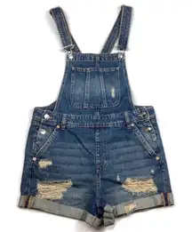 Denim Jean Distressed Divided Shortalls Shorts