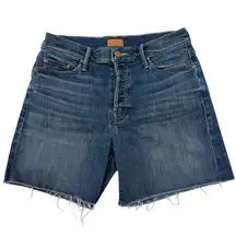MOTHER The Vagabond Cuff Distressed Denim Shorts Size 25