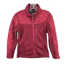 Swiss Tech Jacket Women S Maroon Red Full Zip Knit Pocket Quilted Lined Outdoors