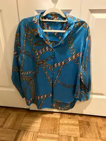 Chain Link Satin Button Up