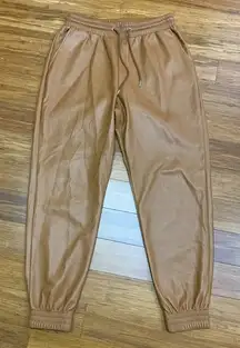 Bagatelle Faux Leather Joggers‎ Womens Medium Brown Drawstring Waist Pockets