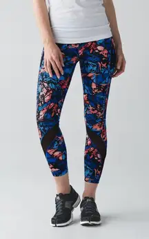 Lululemon Inspire Tight II cropped blue black and orange -like new size 6