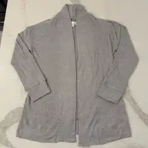 Cuddl Duds Soft Knit Ribbed Open Front Lounge Cardigan Sweater Womens Small Gray