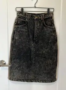 High Waisted Denim Midi Skirt