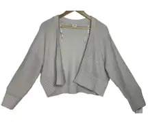 Abercrombie & Fitch Gray Knit Long Sleeve Cropped Cardigan Sweater Top Size M