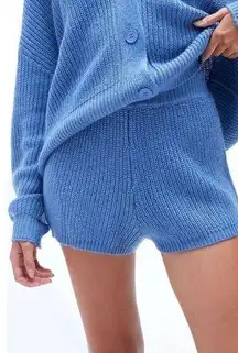 CHARLIE HOLIDAY Blanche Knit Short Shorts In Maya Blue Women Size 8/Medium