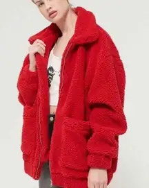 I.AM.GIA Pixie Teddy Coat in Red Women's Jacket Size Medium