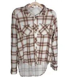 Eden & Olivia Plaid Button-Front Long Sleeve Roll Tab Shirt Women's Size: Medium