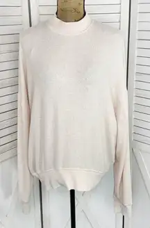 Topshop Oversized Slouchy Mock Neck Sweatshirt Nude Pink Size 8