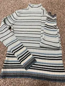 Vintage hillard and Hanson Blue and Black Cowl Neck Sweater 
