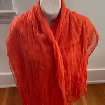Vibrant Orange semi sheer gauzy shawl wrap Scarf, size 110x27 bohemian vacation