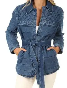 Frame‎ Le Quilted Denim Jacket Sz Medium