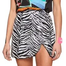 LPA Skirt‎ Women Small Black White Sequin Zebra Print Mini Party Cocktail Sexy