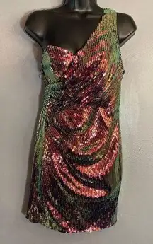 Hot & Delicious one shoulder sequin mini dress