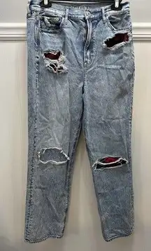 American Eagle Outfitters Highest Rise 90s Boyfriend Jeans Womens Size 10~Plaid