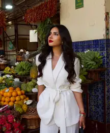 Blazer White Tie Waist Belt Tailored Tuxedo Suit Jacket