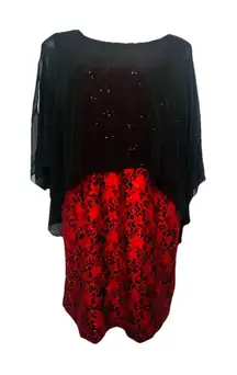 Scarlett Women’s Sparking Red black Evening Party Dress Plus Size 20W Glam New