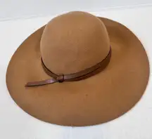 Nordstrom Brown Wool Leather Wide Rim Hat Womens OS Boho Beachy Classic NWT