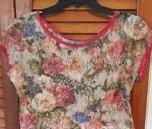 Lace flower print top